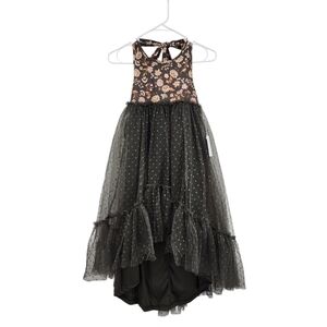 Joy Folie Girl's Floral Halter Hi-Low Tier Layered Tulle Dress - 8